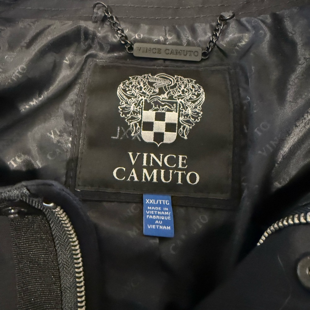 Vince Camuto Men's Navy Trench Coat - Picture 2 of 4